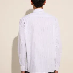 WES Formals by Westside White Striped Slim-Fit Cotton Shirt image 2