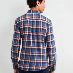 U.S. Polo Assn. Denim Co. Blue Cotton Slim Fit Checks Shirt image 2