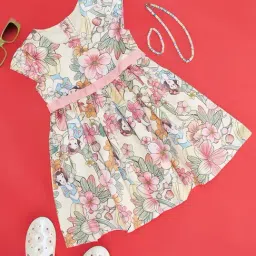 Pantaloons Junior Kids Cream & Pink Floral Print Dress-image-81