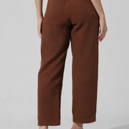 Only Brown Cotton Straight Fit Mid Rise Pants image 2