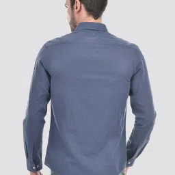 NUMERO UNO Powder Blue Cotton Linen Regular Fit Solid Full Sleeve Shirt image 2