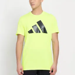 Adidas Green Regular Fit Printed Sports T-Shirt-image-2