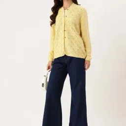 Apsley Yellow Regular Fit Embellished Cardigan image 4