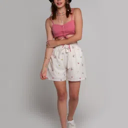 zink london zink Z White Embroidered Shorts image 4