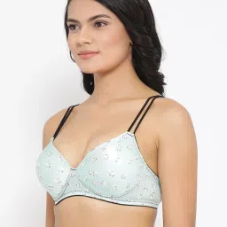 Clovia Light Green Floral Print Full Coverage Bra image 4