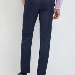 Raymond Blue Slim Fit Self Design Flat Front Trousers image 2