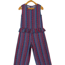 Plum Tree Kids Navy & Red Printed Jumpsuit image 1