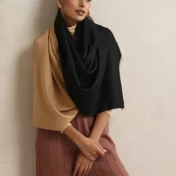 true browns TrueBrowns Beige & Black Plain Stole image 2
