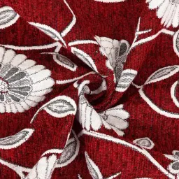 Klotthe Maroon & Grey Cotton 7 ft. Door Curtains - Set of 2 image 3
