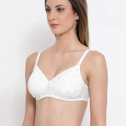 Clovia White Floral Print Full Coverage Bra image 4