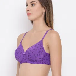 Clovia Purple Floral Print Full Coverage Bra image 4