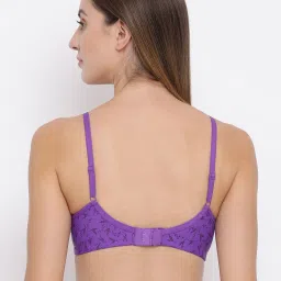 Clovia Purple Floral Print Full Coverage Bra image 2