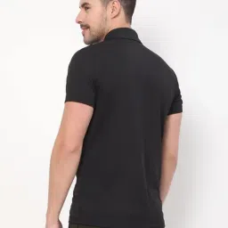 Dida Black Polyster Regular Fit Solid Polo T-Shirt image 2