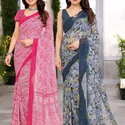 Moda Rapido Pack Of 2 Floral Printed Pure Georgette Saree-picture-24