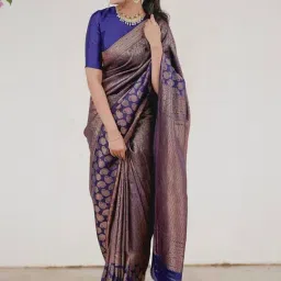 Anjaneya Sarees Navy Silk Woven Saree With Unstitched Blouse-image-73