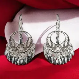 Rihi by P.C. Chandra Jewellers 925 Sterling Silver Oxidized Chand Bali Earrings-picture-19