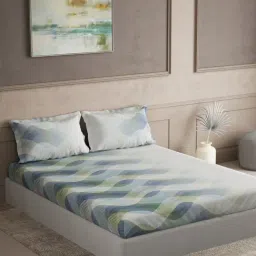 DDECOR Live beautiful Blue Cotton Contemporary 145 TC Double Flat Bedsheet with 2 Pillow Covers-image-39