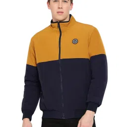 Cantabil Navy & Yellow Regular Fit High Neck Jacket image 1