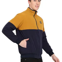 Cantabil Navy & Yellow Regular Fit High Neck Jacket image 3