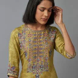 Wishful by W Green Embroidered Straight Kurta image 5