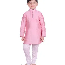 SG Yuvraj Kids Pink & White Textured Pattern Full Sleeves Kurta Set image 1