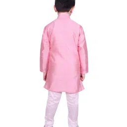 SG Yuvraj Kids Pink & White Textured Pattern Full Sleeves Kurta Set image 2