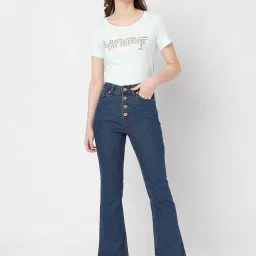 Vero Moda Blue Blended Bootcut Jeans image 4