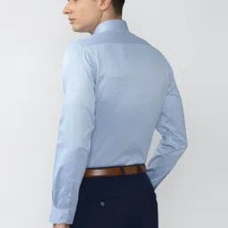 Van Heusen Blue Cotton Regular Fit Self Pattern Shirt image 2