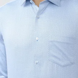 Van Heusen Blue Cotton Regular Fit Self Pattern Shirt image 4