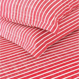 Bianca CALLISTA Stripes Red 180 TC Cotton King Bedsheet with 2 Pillow Covers image 5