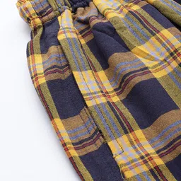 JAINISH Men Yellow & Navy Blue Checked Cotton Lounge Pants image 2