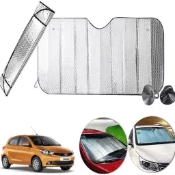 Auto Pearl F245 Dashboard Sun Shade Cover with Suction Cup for Tata Tiago (Silver)-picture-34
