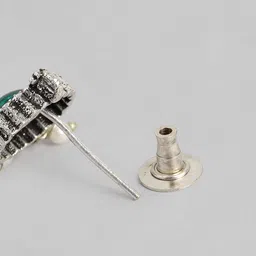 AITIHYA Silver-Plated Oxidised Artificial Stones & Beads Jewellery Set image 5