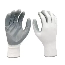 Swavind Safety Hand Gloves Durable Synthetic Fabric Latex & Nitrile Coated Palm with Abrasion Resistance Grey & White Free Size-picture-10