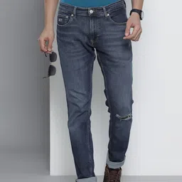 Tommy Hilfiger Men Blue Slim Fit Mildly Distressed Mid-Rise Light Fade Stretchable Jeans-picture-29