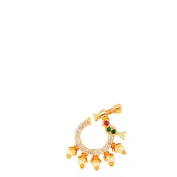 Opal Touch Gold-Plated Cubic Zirconia Studded Stud Nosepin image 2
