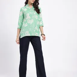 Anouk Rustic Floral Printed Mandarin Collar Kurti image 5