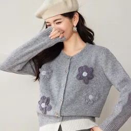 JC Collection Women Cardigan with Applique Detail image 2