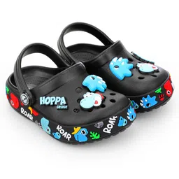 HOPPA SWEDEN Baby Dinosaurs Designed Perforated Clogs With Charms - Black-picture-20