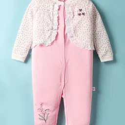WOW Clothes Interlock Knit Full Sleeves Romper With Floral Print - Pink-image-42