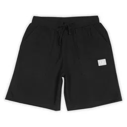 ALAN JONES Cotton Blend Knit AJC Text Patch Detailed Shorts - Black-picture-10