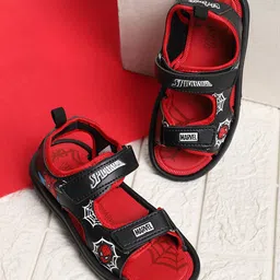 Kidsville Marvel Featuring Spiderman Designed Double Velcro Closure Sandals - Black & Red-picture-17