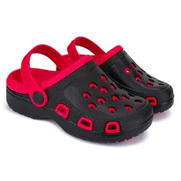 BERSACHE Colour Blocked Perforated Slingback Clogs - Red-picture-29