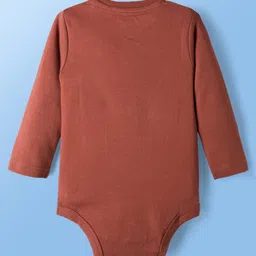 Babyoye 100% Cotton Interlock Knit Full Sleeves Onesie with Teddy Bear Print - Brown image 2