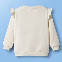 Mark & Mia Full Sleeves Winter Wear Top & Jogger Pant Set With Rainbow Applique - Beige image 3