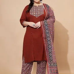 Vbuyz Women Floral Printed Regular Kurta with Trousers & With Dupatta image 1