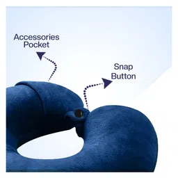 Billebon Premium Neck Pillow Navy Blue Fibre Filled Travel Pillow with Eye Mask image 5