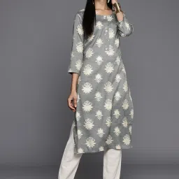 KSUT Grey Printed Straight Kurta image 1