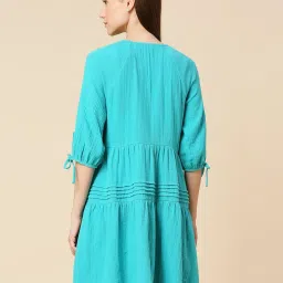 Chemistry Turquoise Cotton Solid Night Dress image 2