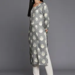 KSUT Grey Printed Straight Kurta image 3
